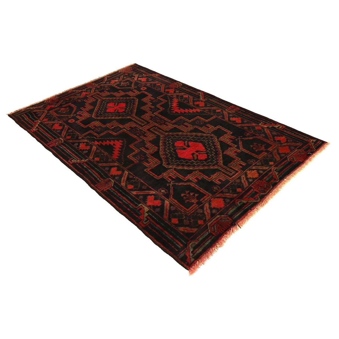 Afghan Baluchi Rug 2' 11" x 4' 10" Hand-Knotted | No. AL36107