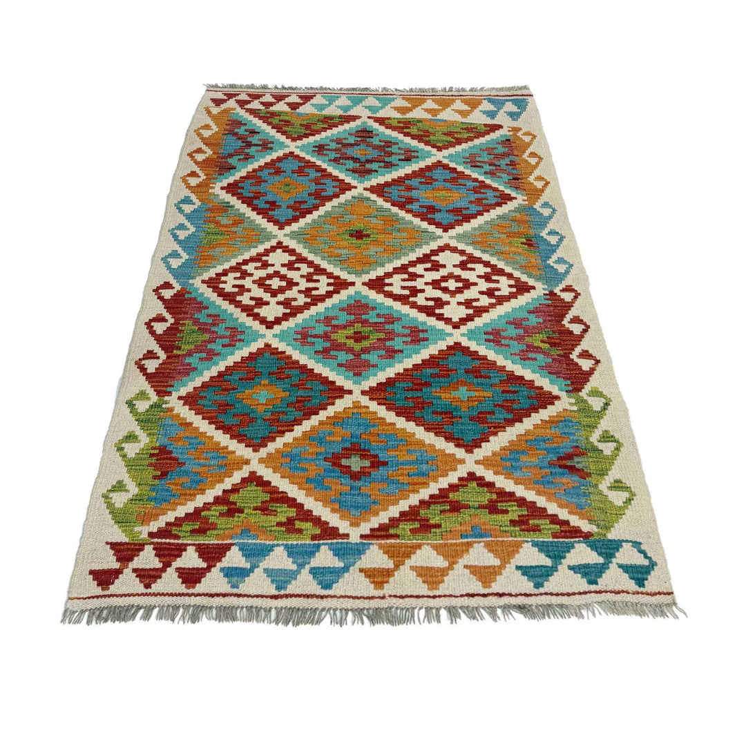 Afghan Vegetable Kilim Rug 3' 0" x 4' 10" Flat-Weave | No. AL361107