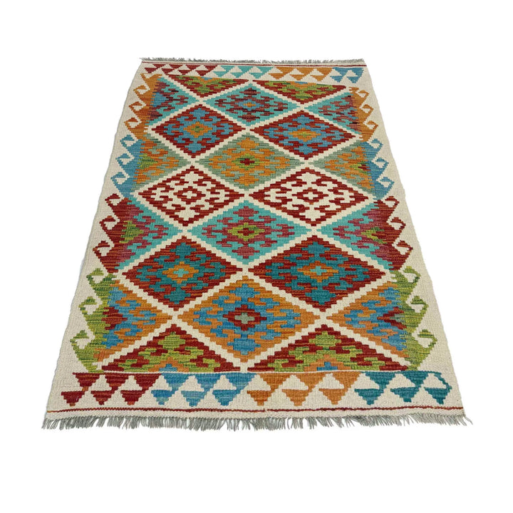 Afghan Vegetable Kilim Rug 3' 0" x 4' 10" Flat-Weave | No. AL361107
