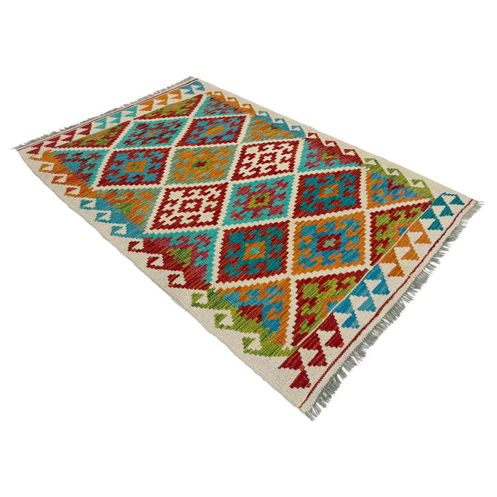 Afghan Vegetable Kilim Rug 3' 0" x 4' 10" Flat-Weave | No. AL361107