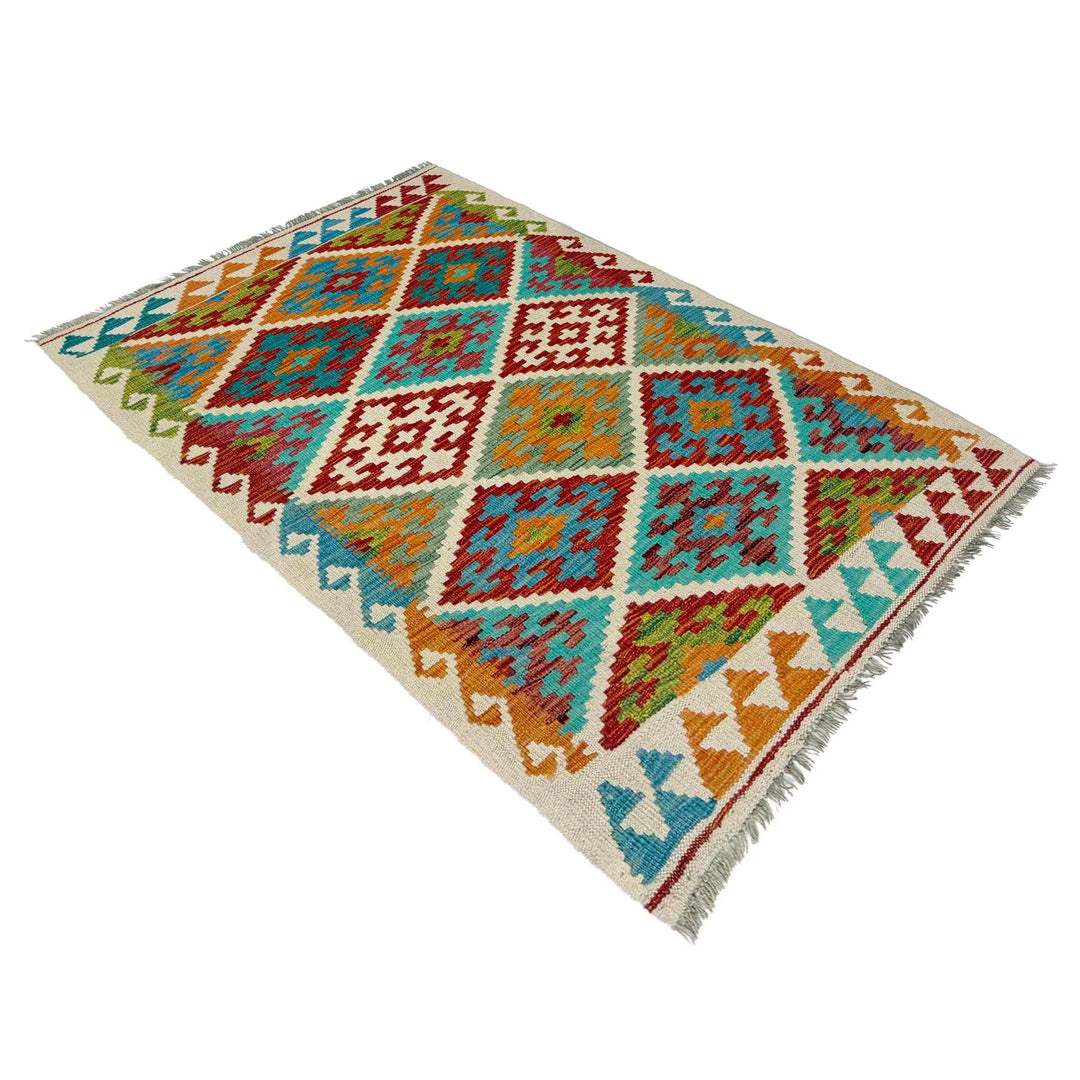 Afghan Vegetable Kilim Rug 3' 0" x 4' 10" Flat-Weave | No. AL361107