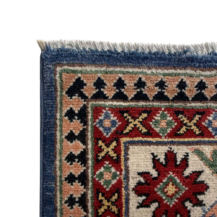 Blue Afghan Kazak Rug 4' 10" x 7' 3" Hand-Knotted | No. AL36111