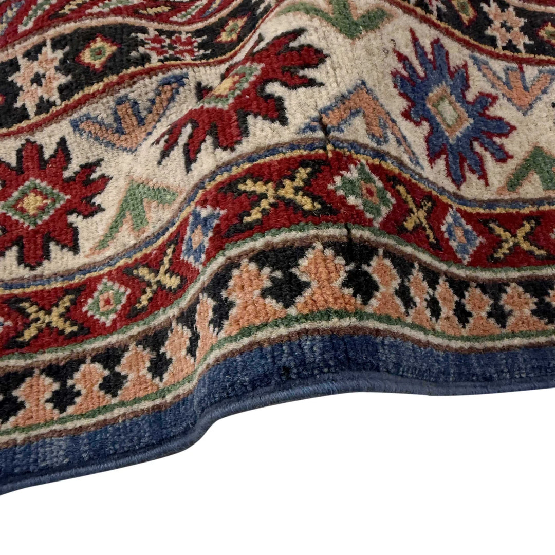 Blue Afghan Kazak Rug 4' 10" x 7' 3" Hand-Knotted | No. AL36111