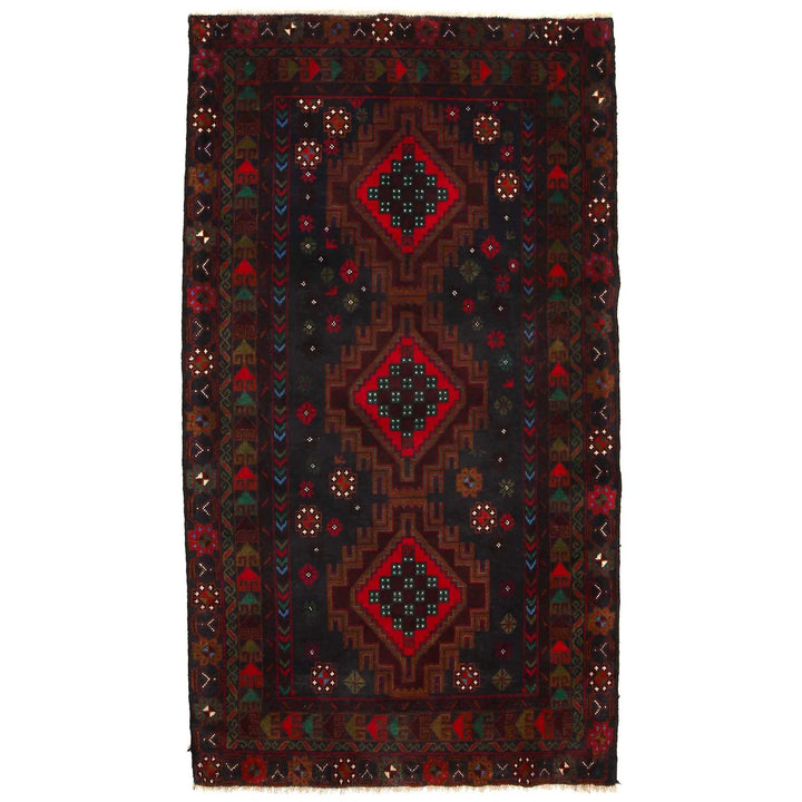 Afghan Baluchi Rug 3' 7" x 6' 4" Hand-Knotted | No. AL36120