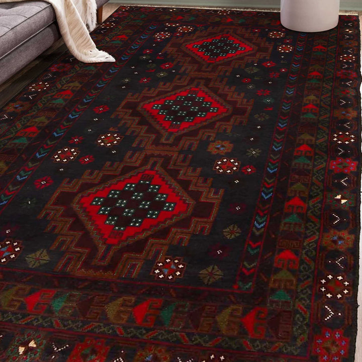 Afghan Baluchi Rug 3' 7" x 6' 4" Hand-Knotted | No. AL36120