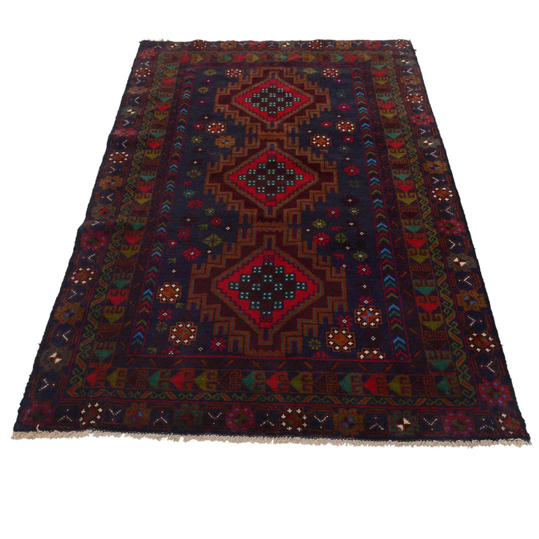 Afghan Baluchi Rug 3' 7" x 6' 4" Hand-Knotted | No. AL36120