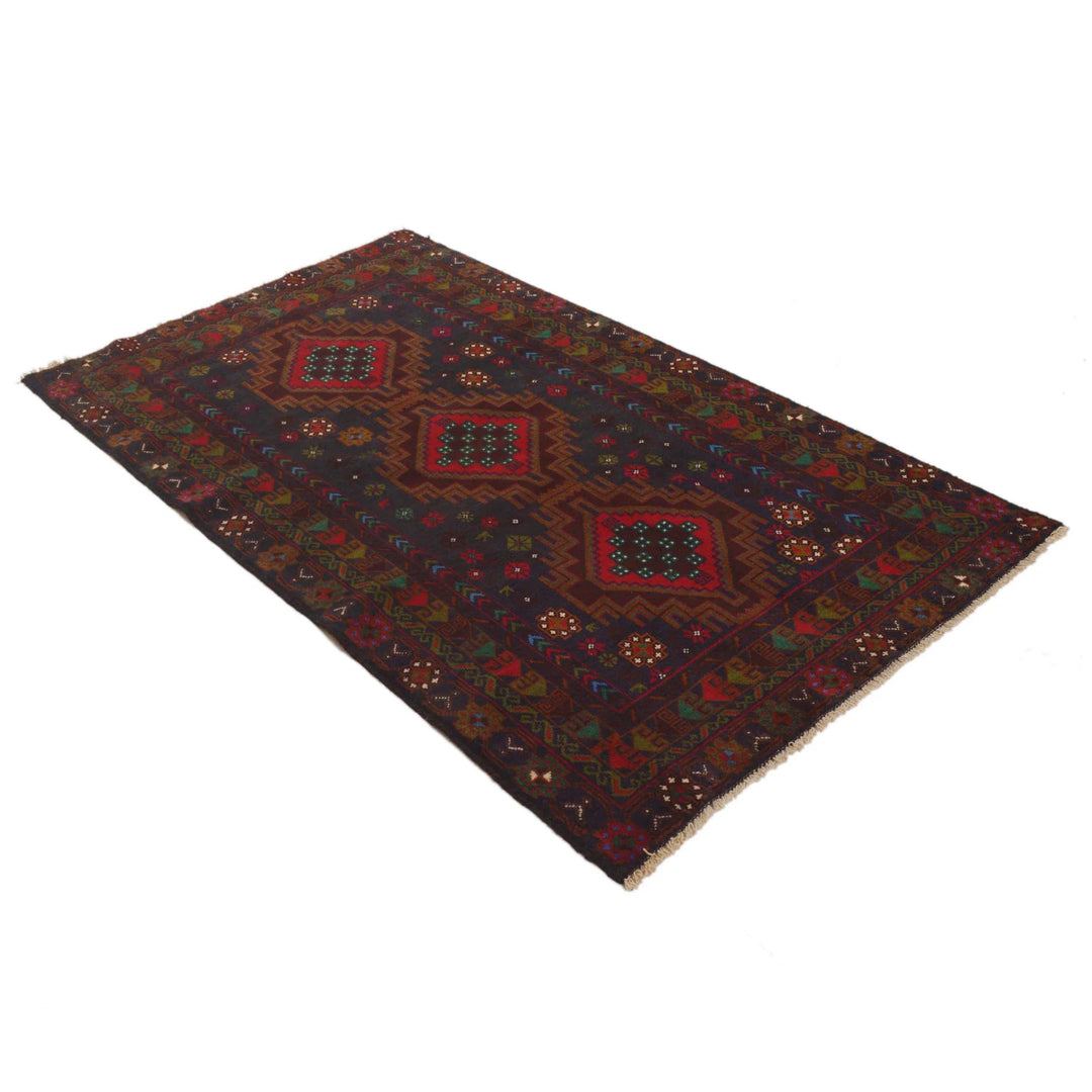 Afghan Baluchi Rug 3' 7" x 6' 4" Hand-Knotted | No. AL36120