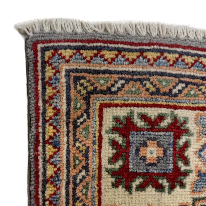 Blue Afghan Kazak Rug 3' 2" x 4' 5" Hand-Knotted | No. AL36132