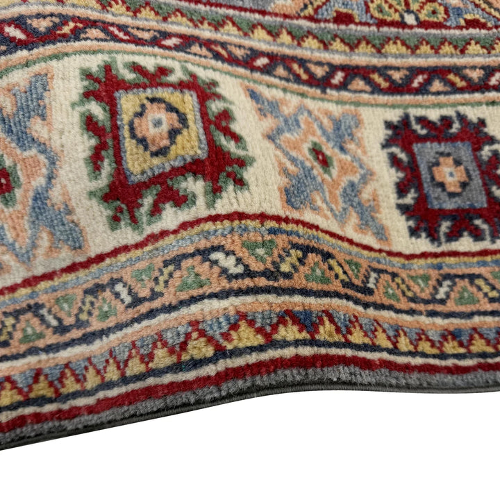 Blue Afghan Kazak Rug 3' 2" x 4' 5" Hand-Knotted | No. AL36132