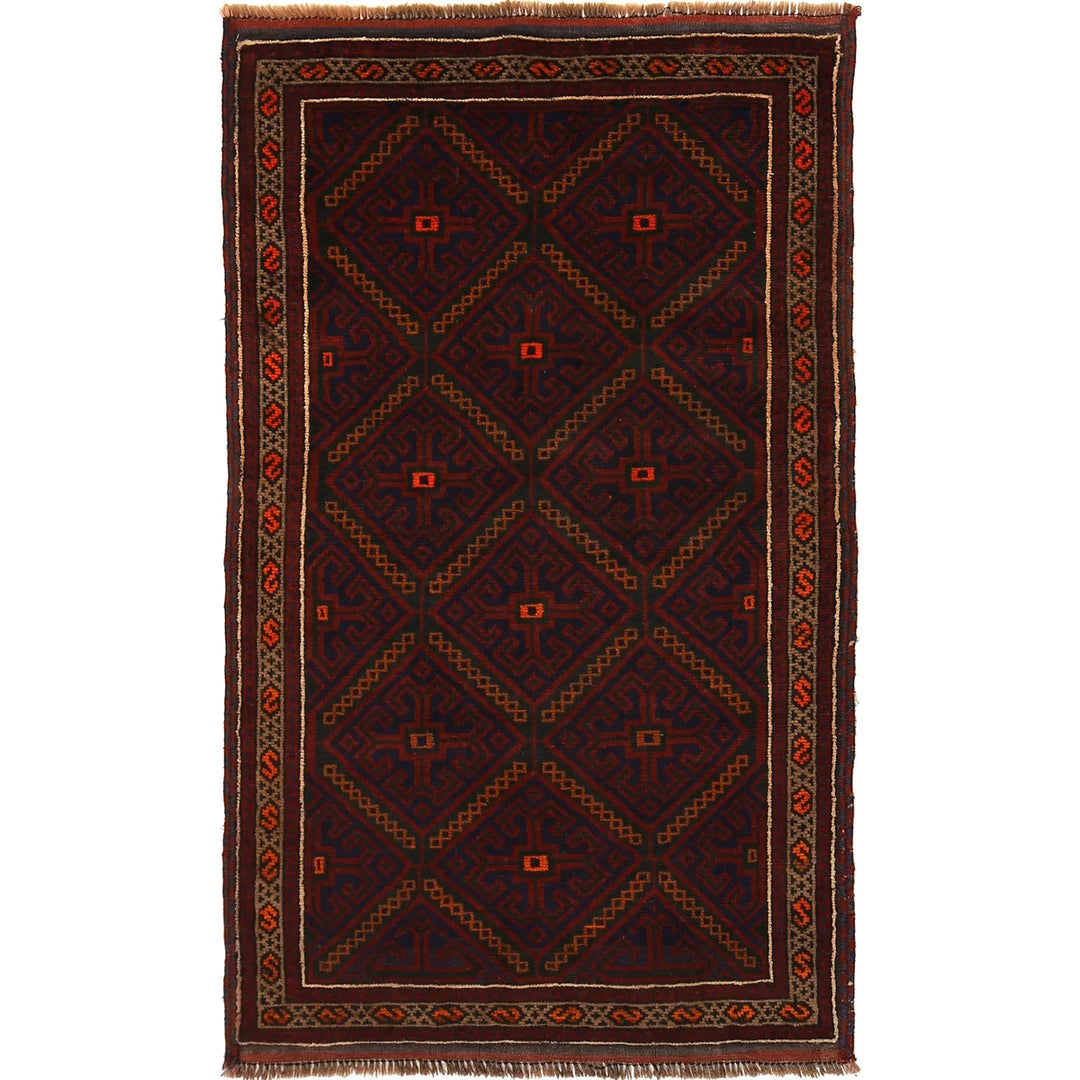 Afghan Baluchi Rug 2' 11" x 4' 11" Hand-Knotted | No. AL36146