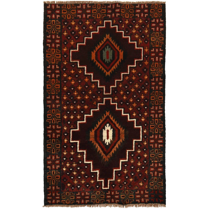 Afghan Baluchi Rug 3' 8" x 6' 1" Hand-Knotted | No. AL36151
