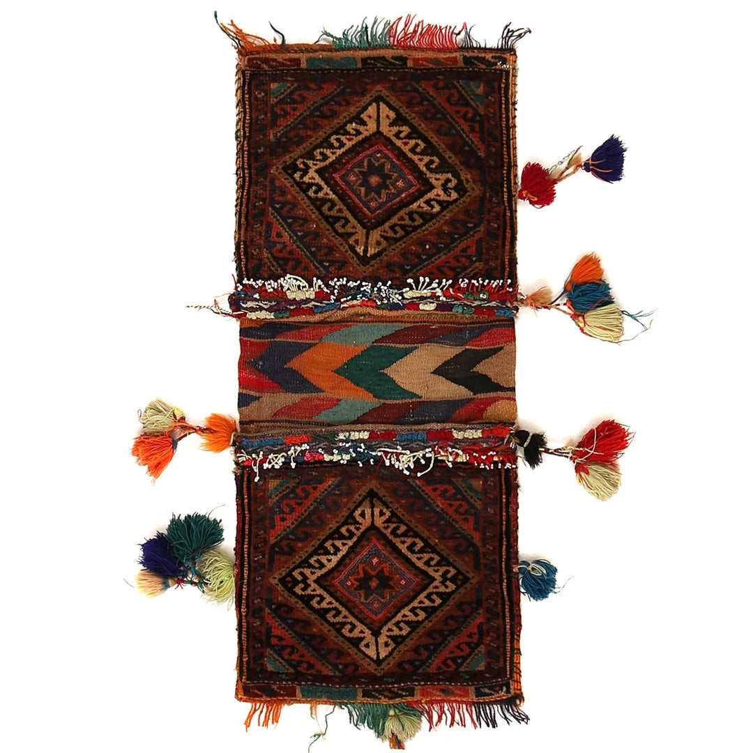 Afghan Saddle Bag Rug 1' 3" x 2' 9" Hand-Knotted | No. AL36232