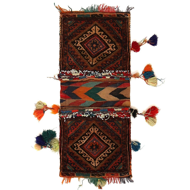 Afghan Saddle Bag Rug 1' 3" x 2' 9" Hand-Knotted | No. AL36232