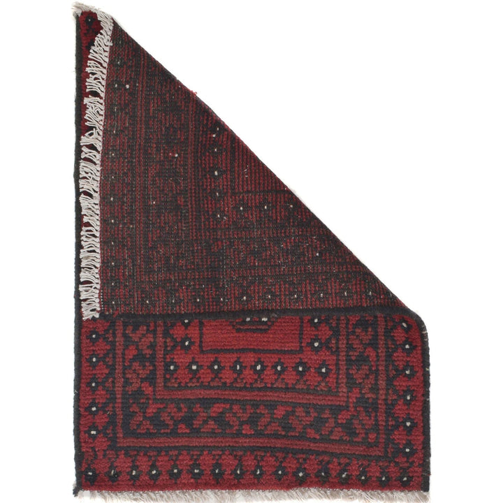 Red Afghan Oriental Rug 1' 7" x 2' 3" Hand-Knotted | No. AL36265