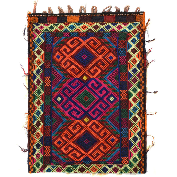 Afghan Baluchi Balisht Kilim Rug 1' 10" x 2' 6" Flat-Weave | No. AL36285