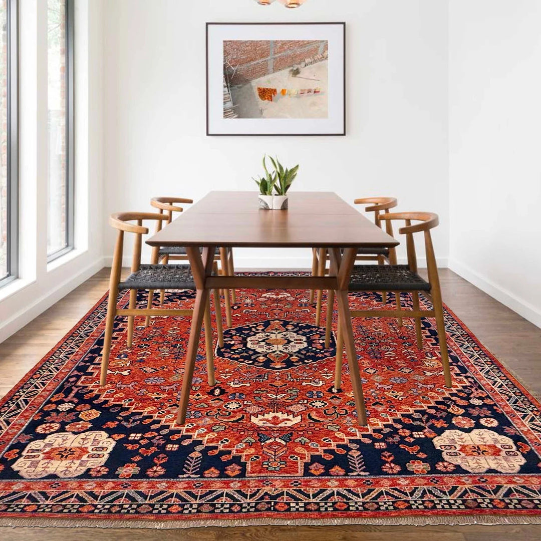 Afghan Shiraz Rug 7' 11" x 9' 9" Hand-Knotted | No. AL36292