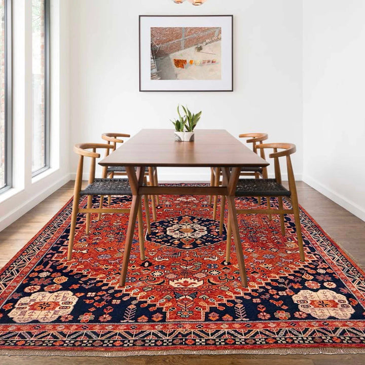 Afghan Shiraz Rug 7' 11" x 9' 9" Hand-Knotted | No. AL36292