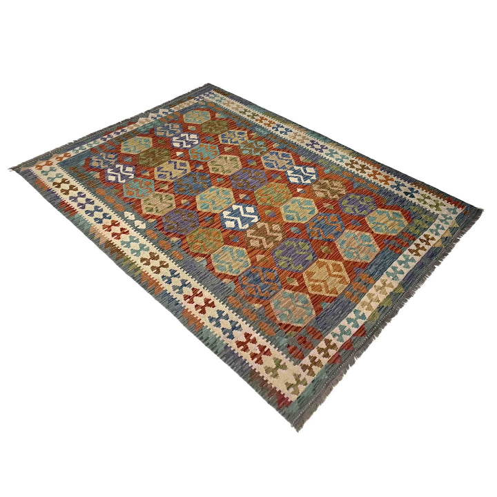 Afghan Vegetable Kilim Rug 5' 9" x 8' 2" Flat-Weave | No. AL363109