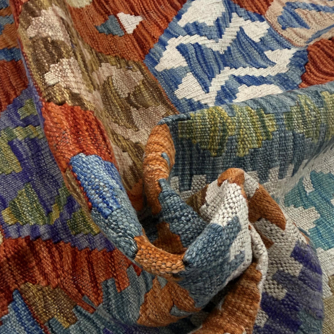 Afghan Vegetable Kilim Rug 5' 9" x 8' 2" Flat-Weave | No. AL363109
