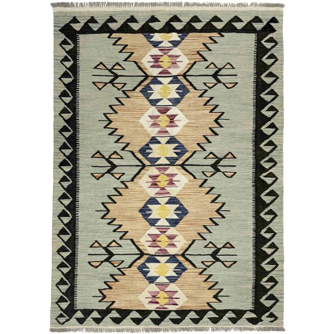 Afghan Vegetable Kilim Rug 4' 1" x 6' 2" Flat-Weave | No. AL363127