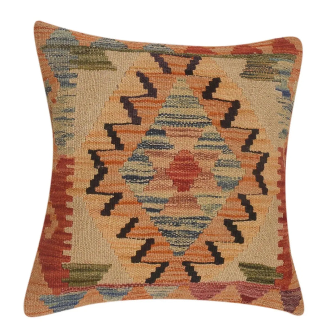 Afghan Kilim Cushion Cover 1' 6" x 1' 6" Flat-Weave | No. AL36369