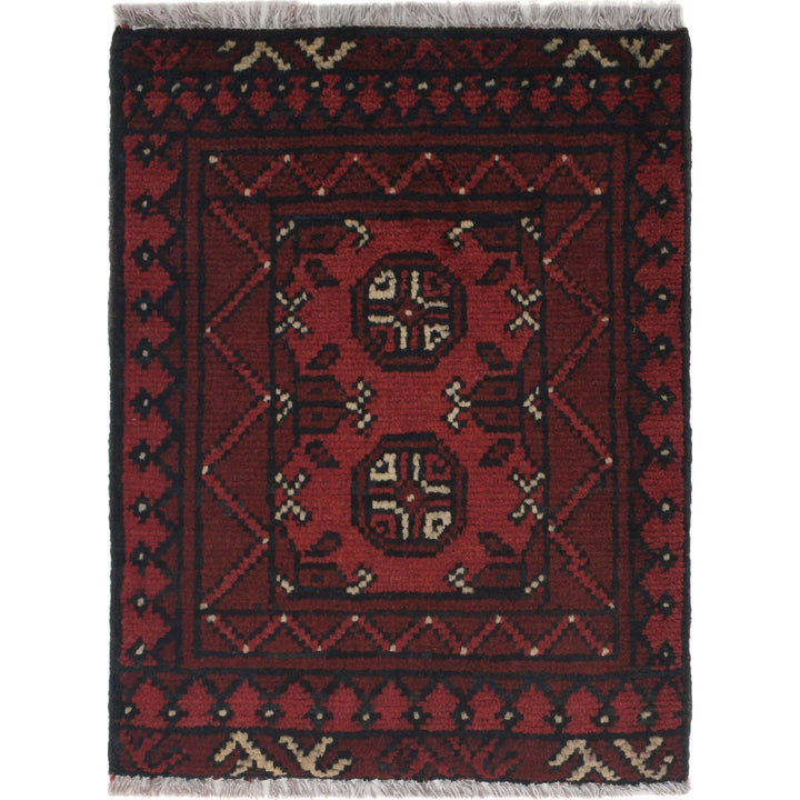 Red Afghan Oriental Rug 1' 8" x 2' 3" Hand-Knotted | No. AL36376