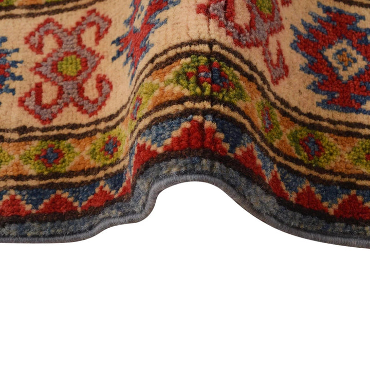 Blue Afghan Kazak Rug 4' 0" x 4' 10" Hand-Knotted | No. AL36396