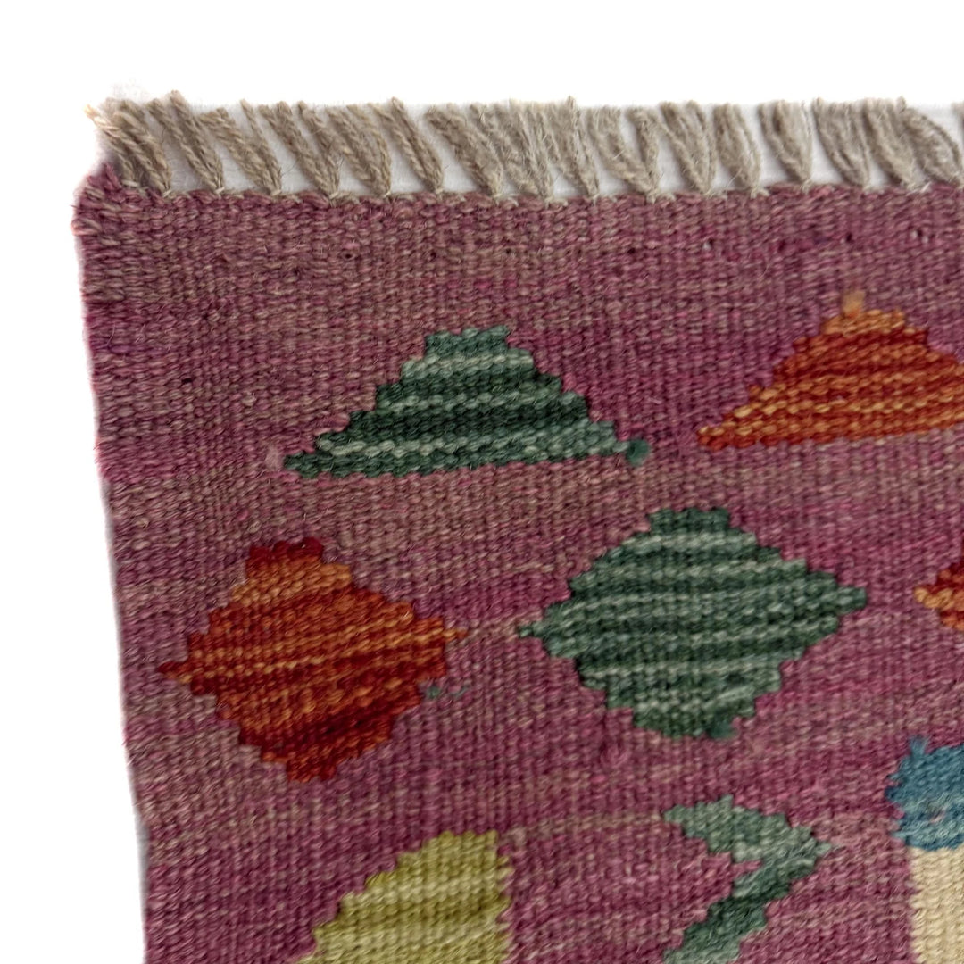 Afghan Vegetable Kilim Rug 2' 8" x 3' 11" Flat-Weave | No. AL364422