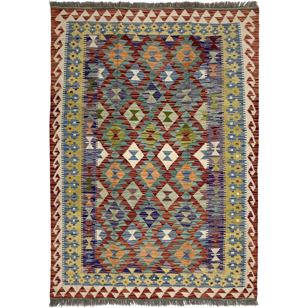 Afghan Kilim Rug 4' 9" x 6' 8" Flat-Weave | No. AL36476