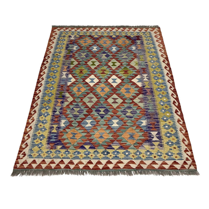 Afghan Kilim Rug 4' 9" x 6' 8" Flat-Weave | No. AL36476