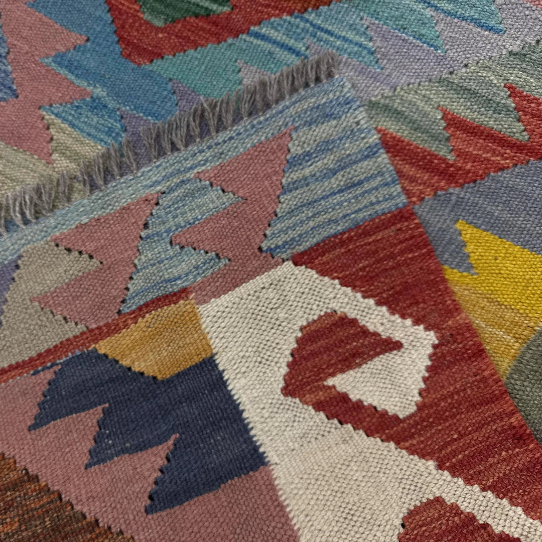 Afghan Vegetable Kilim Rug 4' 11" x 6' 8" Flat-Weave | No. AL364790