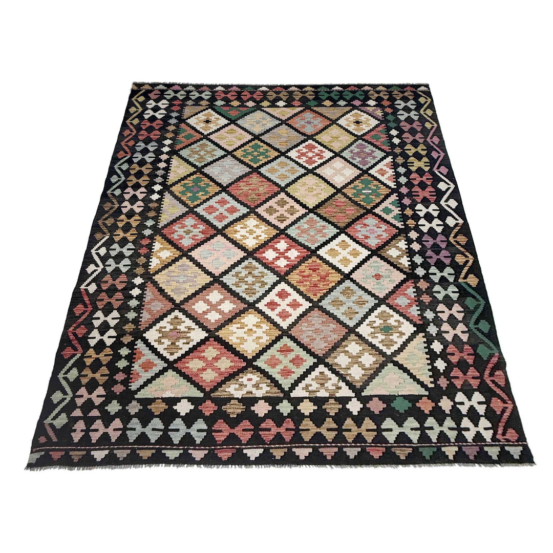Afghan Kilim Rug 6'7" x 9'8" Flat-Weave | No. AL36484