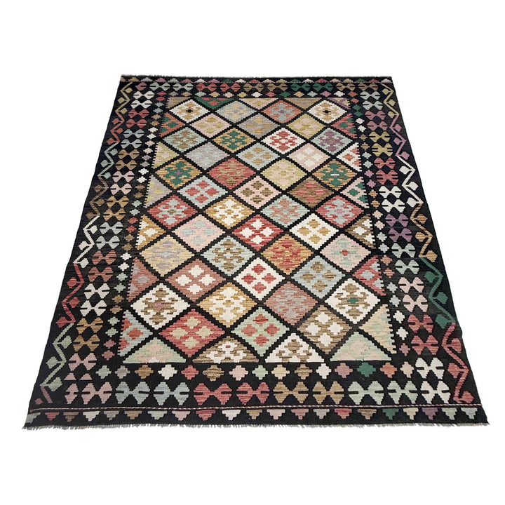 Afghan Kilim Rug 6'7" x 9'8" Flat-Weave | No. AL36484