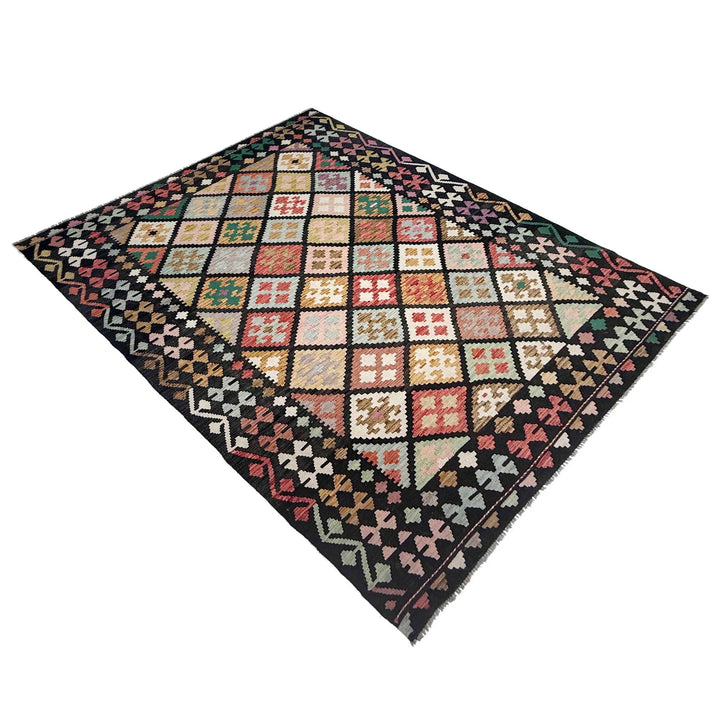 Afghan Kilim Rug 6'7" x 9'8" Flat-Weave | No. AL36484