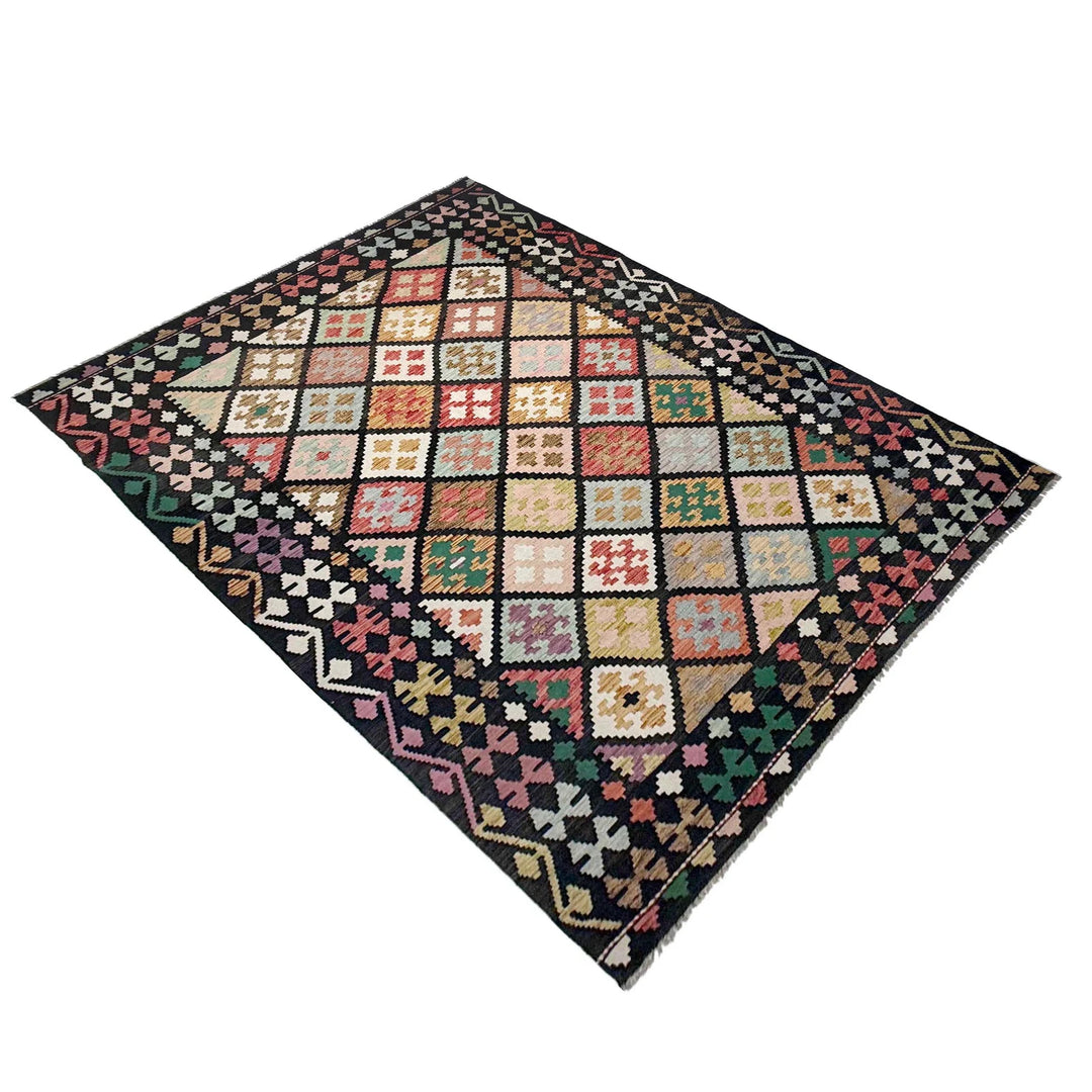 Afghan Kilim Rug 6'7" x 9'8" Flat-Weave | No. AL36484