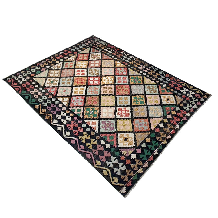 Afghan Kilim Rug 6'7" x 9'8" Flat-Weave | No. AL36484