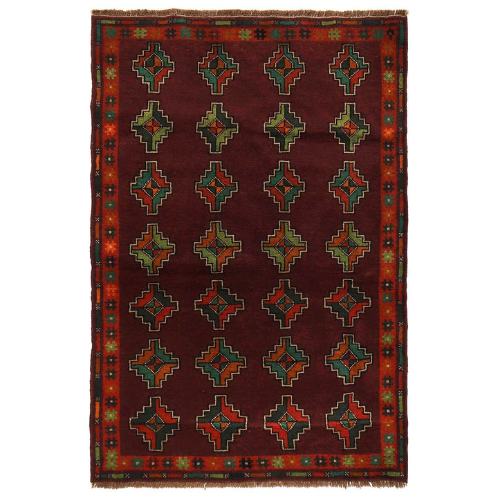 Afghan Baluchi Rug 4' 4" x 6' 4" Hand-Knotted | No. AL36518