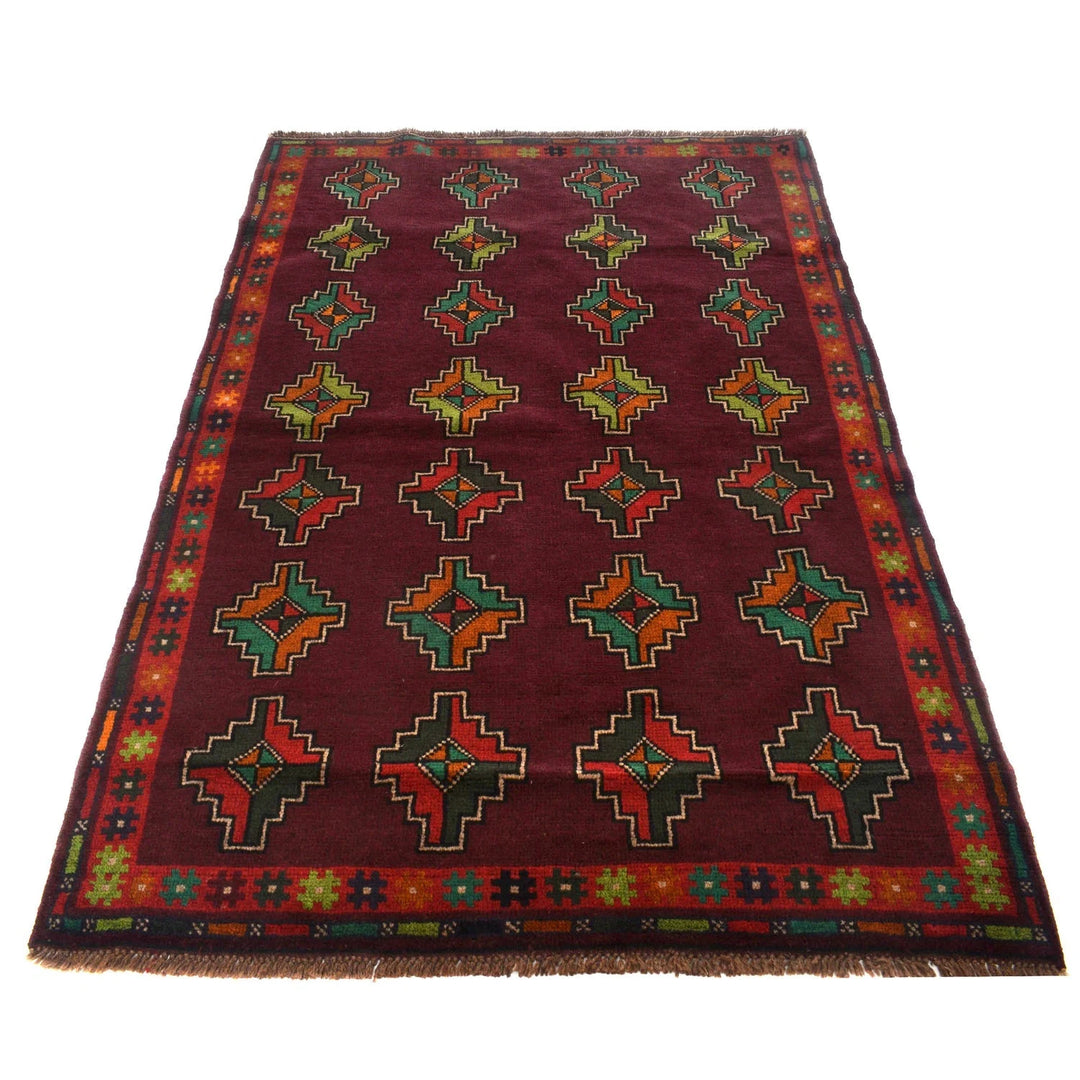 Afghan Baluchi Rug 4' 4" x 6' 4" Hand-Knotted | No. AL36518