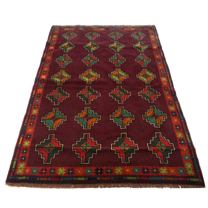 Afghan Baluchi Rug 4' 4" x 6' 4" Hand-Knotted | No. AL36518