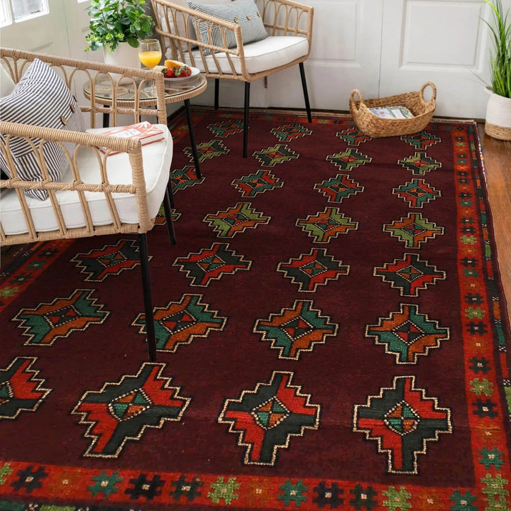 Afghan Baluchi Rug 4' 4" x 6' 4" Hand-Knotted | No. AL36518