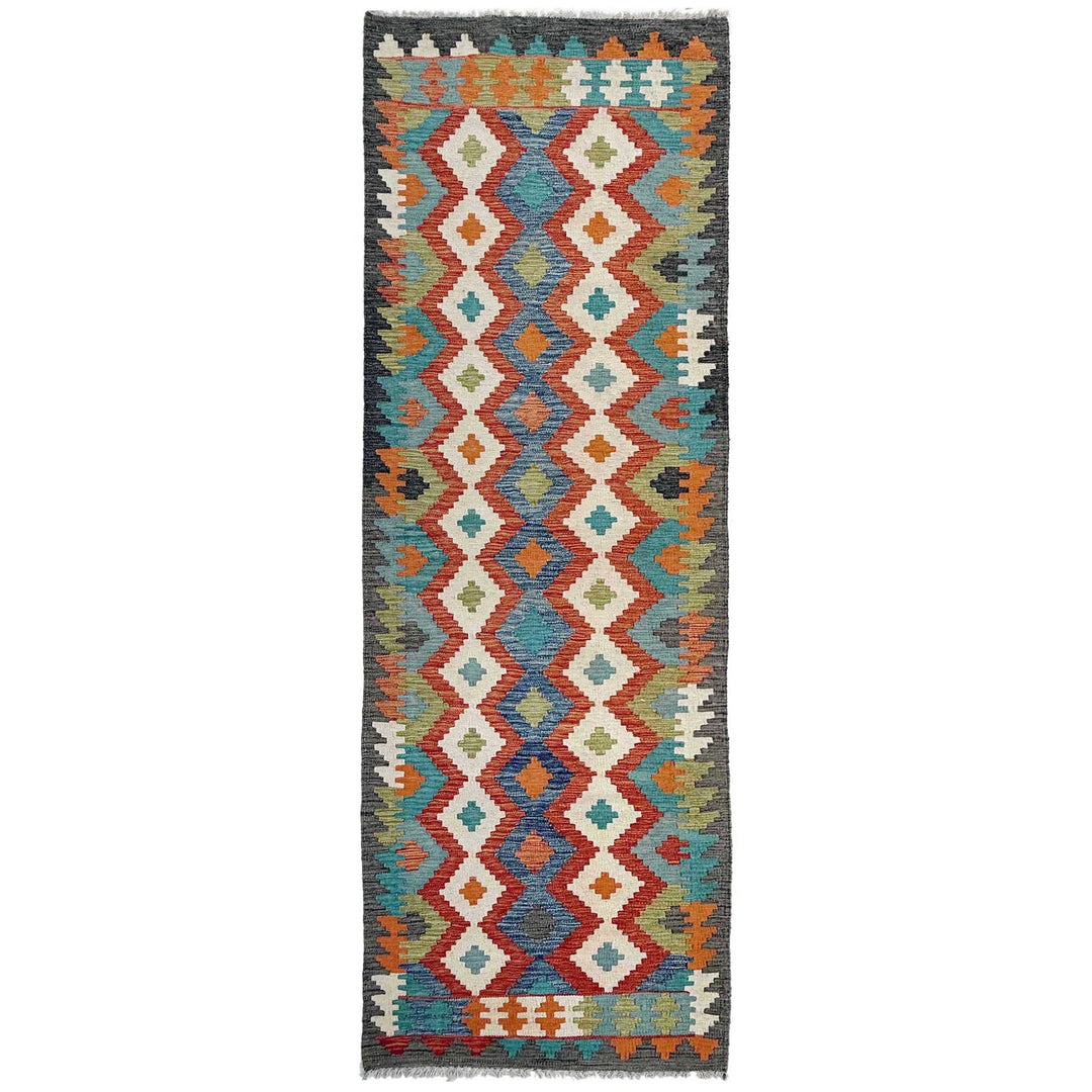 Afghan Vegetable Kilim Rug 2' 7" x 9' 9" Flat-Weave | No. AL365259