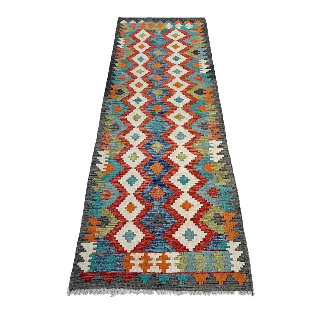 Afghan Vegetable Kilim Rug 2' 7" x 9' 9" Flat-Weave | No. AL365259