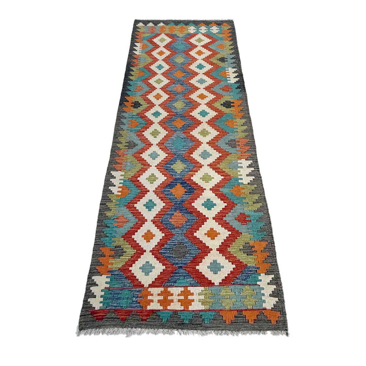 Afghan Vegetable Kilim Rug 2' 7" x 9' 9" Flat-Weave | No. AL365259