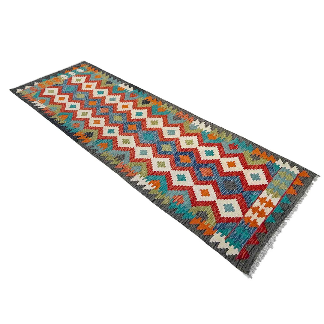 Afghan Vegetable Kilim Rug 2' 7" x 9' 9" Flat-Weave | No. AL365259