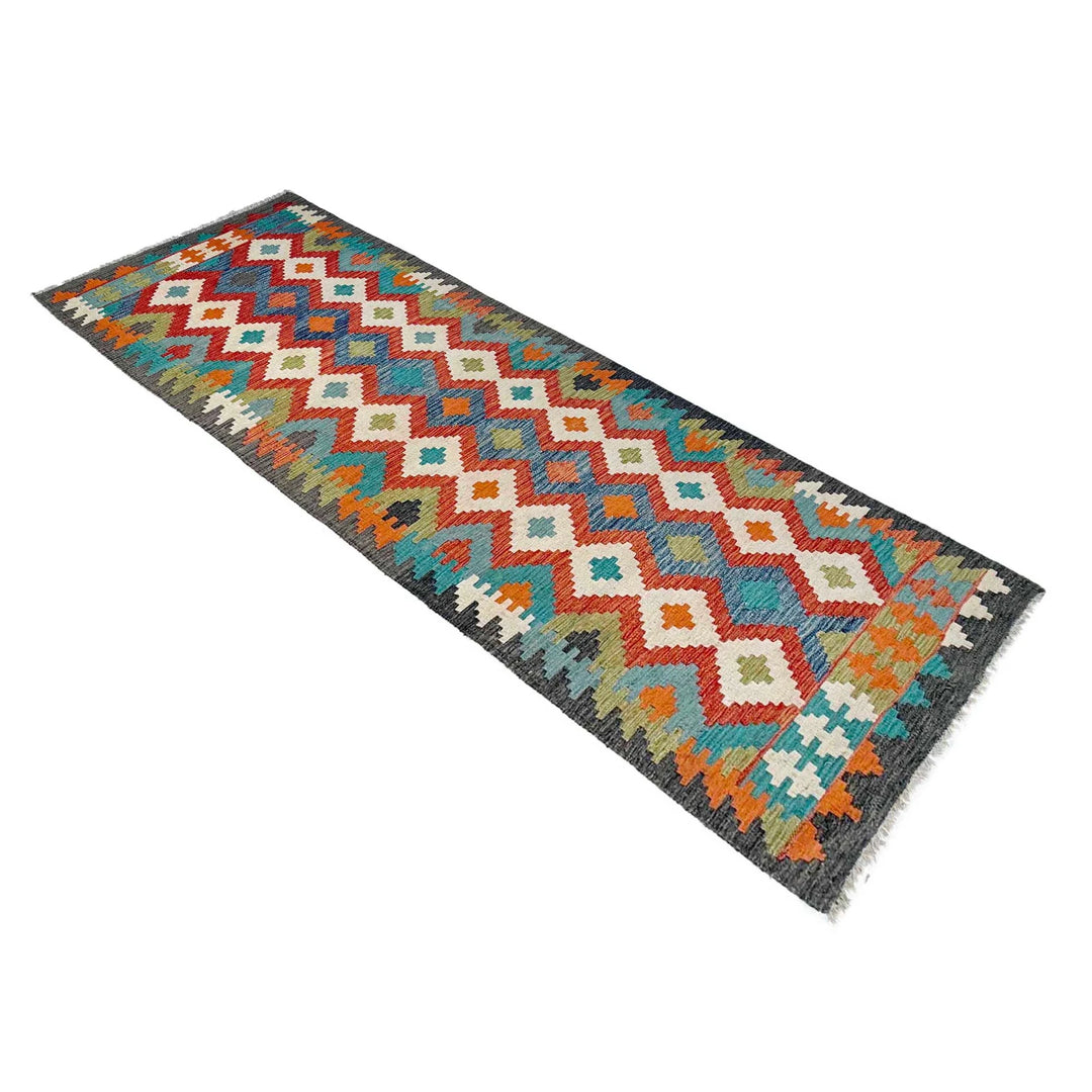 Afghan Vegetable Kilim Rug 2' 7" x 9' 9" Flat-Weave | No. AL365259