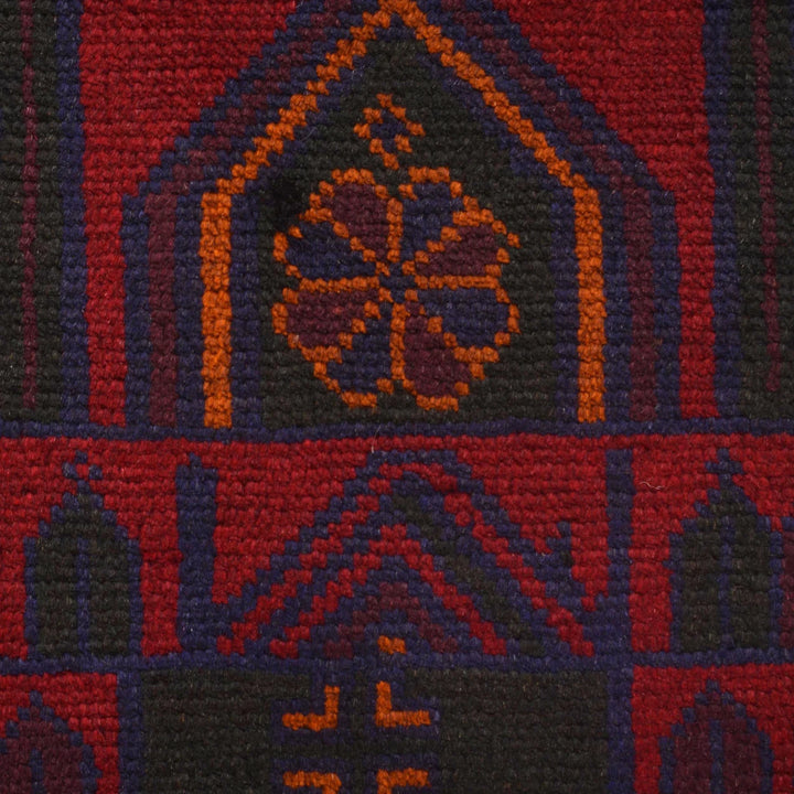 Red Afghan Prayer Rug 3' 0" x 4' 11" Hand-Knotted | No. AL36550