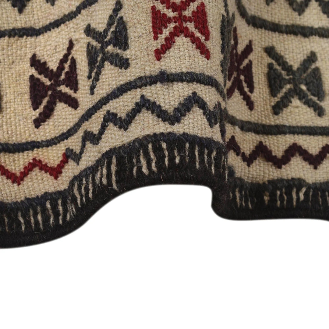 White Afghan Soumak Rug 4' 3" x 6' 4" Flat-Weave | No. AL36611