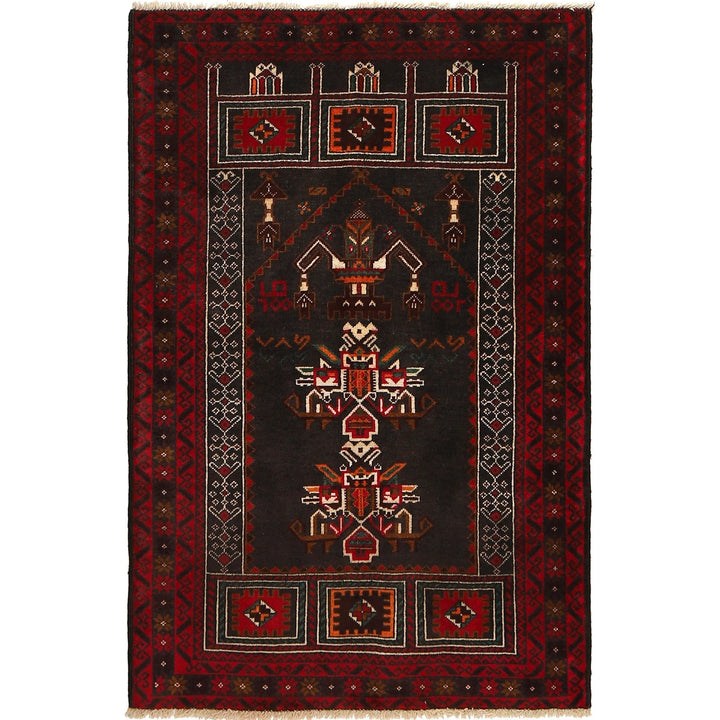 Afghan Prayer Rug 3' 0" x 4' 6" Hand-Knotted | No. AL36647