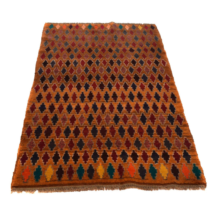 Orange Afghan Baluchi Rug 3' 10" x 6' 0" Hand-Knotted | No. AL36726