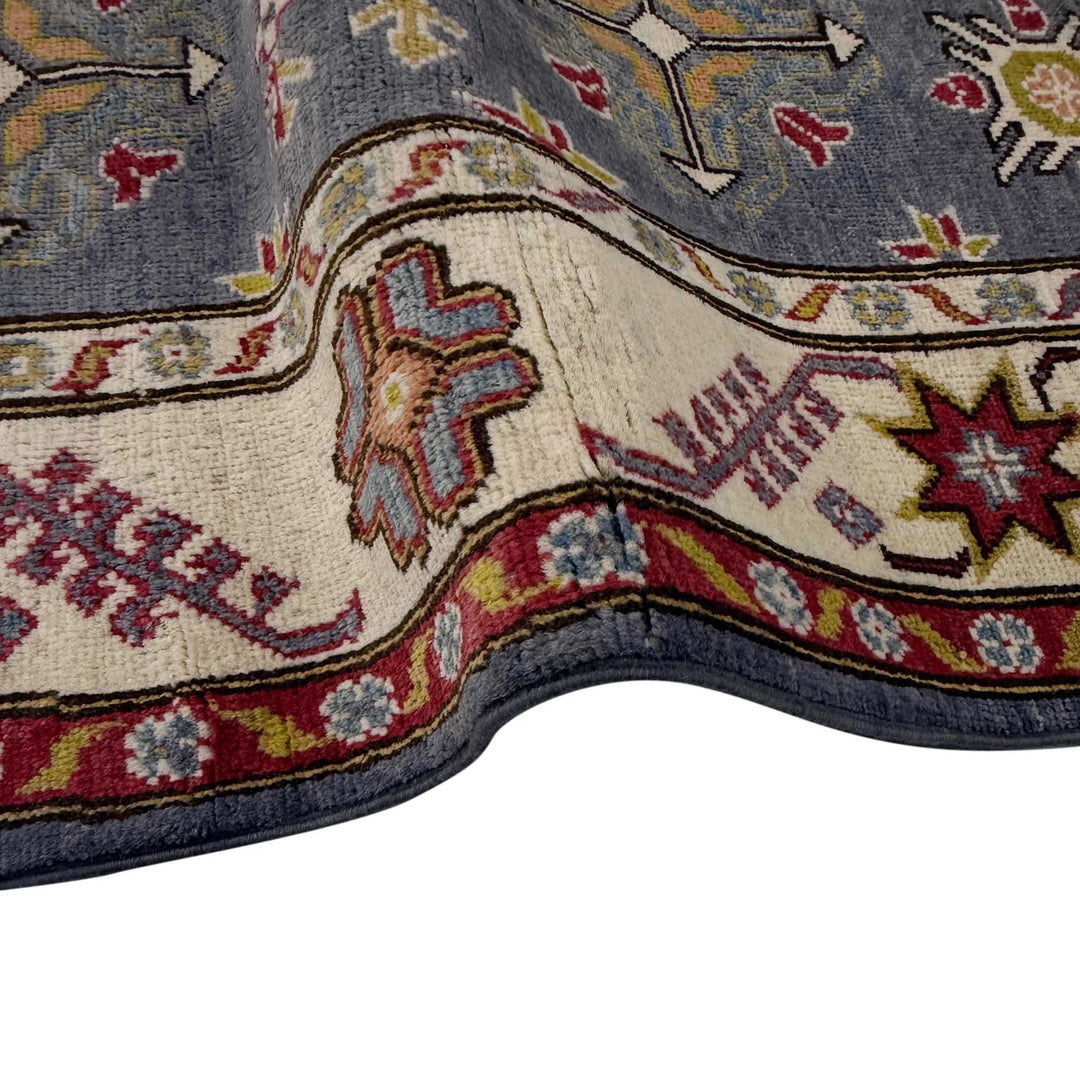 Blue Afghan Kazak Rug 4' 9" x 6' 11" Hand-Knotted | No. AL36770